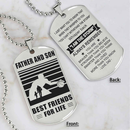 Silver Version Basketball Personalized Double Sided Dog Tag Father And Son Best Friends For Life  Message on the back side