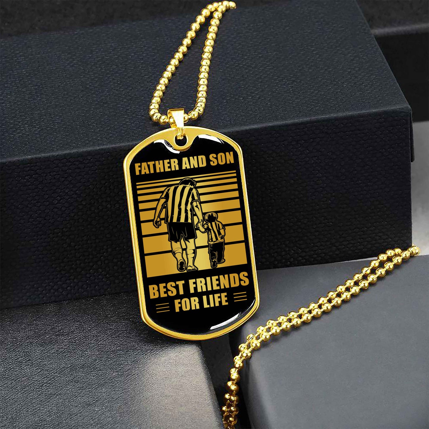 Family Military Chain Silver Plated 18K Gold Plated Father And Son Best Friend For Life Gift For Your Son