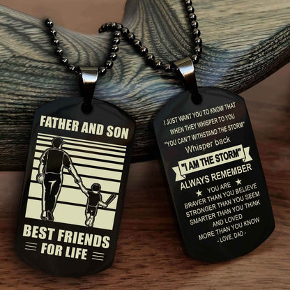 Viking Personalized Double Sided Dog Tag Silver To My Son I Love You - Whisper Back I'm The Storm
