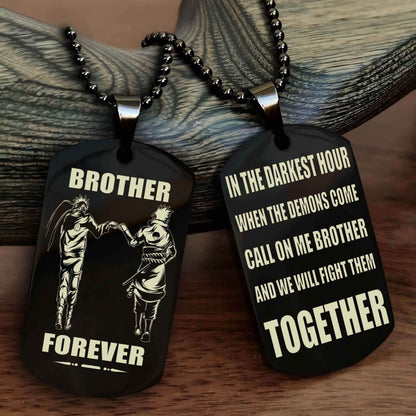 Samurai Personalized Double Sided Dog Tag For My Brother - Call On Me Brother And We Will Fight Them Together Gift For Your Friend