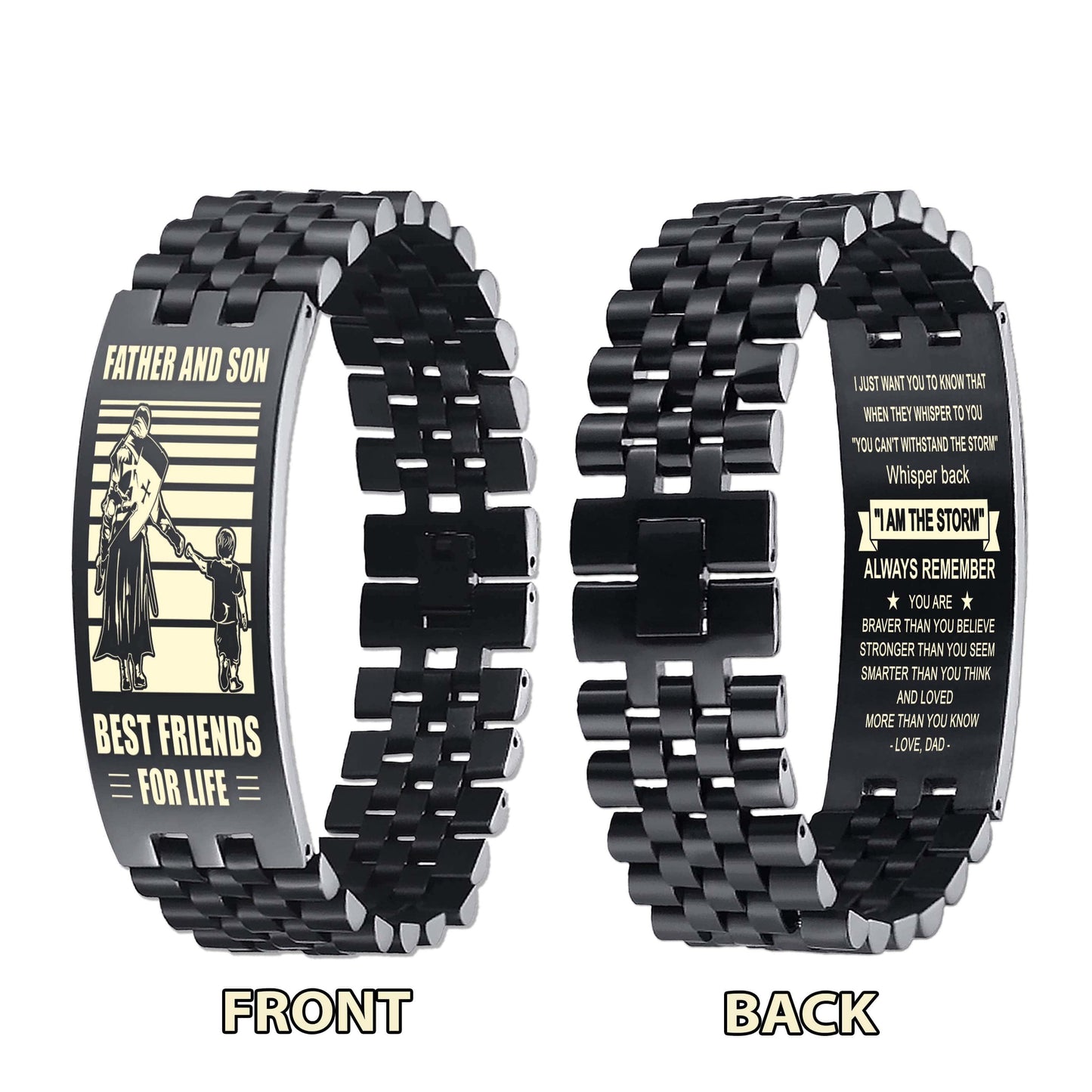 GK STO Personalized Double Sided Bracelet Father And Son Best Friends For Life - Message on the back side