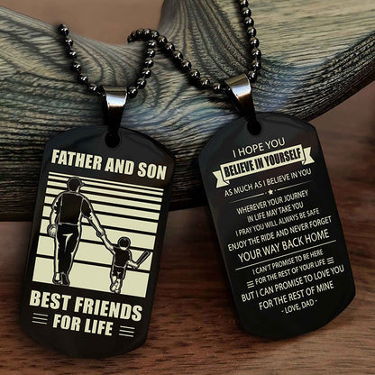 Cowboy Personalized Double Sided Dog Tag To My Son I Love You - Enjoy The Ride And Never Forget Your Way Back Home From