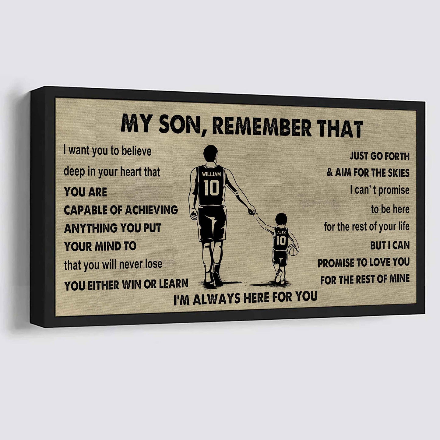 Personalized Sport Poster Canvas -  My Son Remember That You Will Never Lose You Either Win Or Learn