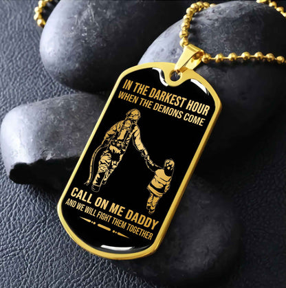 DRB Military Chain Silver Plated 18K Gold Plated Call On Me Daddy Gift For Your Dad