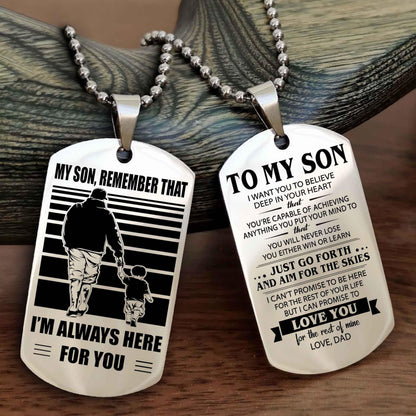 DRB Double Sided Dog Tag My Son Remember That - Gift For Son Just Go Forth And Aim For The Skies