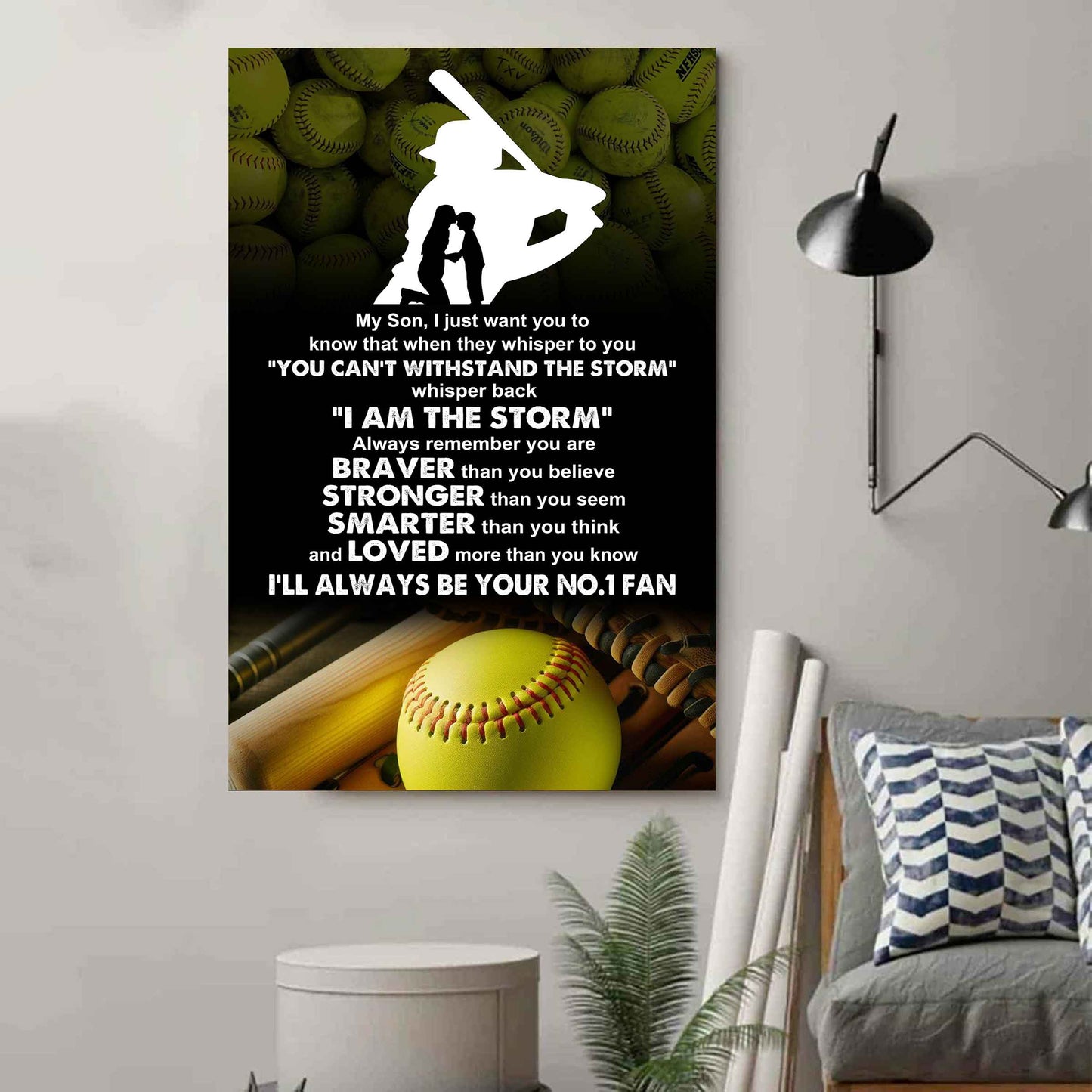 Sport Poster Canvas Mom To Son - Whisper Back I Am The Storm I Will Always Your No 1 Fan