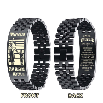 Viking NVL Personalized Double Sided Bracelet Father And Son Best Friends For Life - Message on the back side