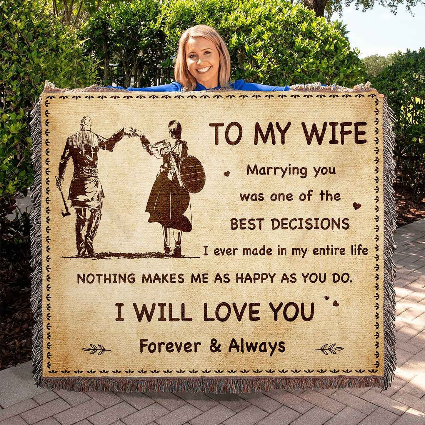 To My Wife Woven Blanket Marrying You Was One Of The Best Decision Gift For Your Wife