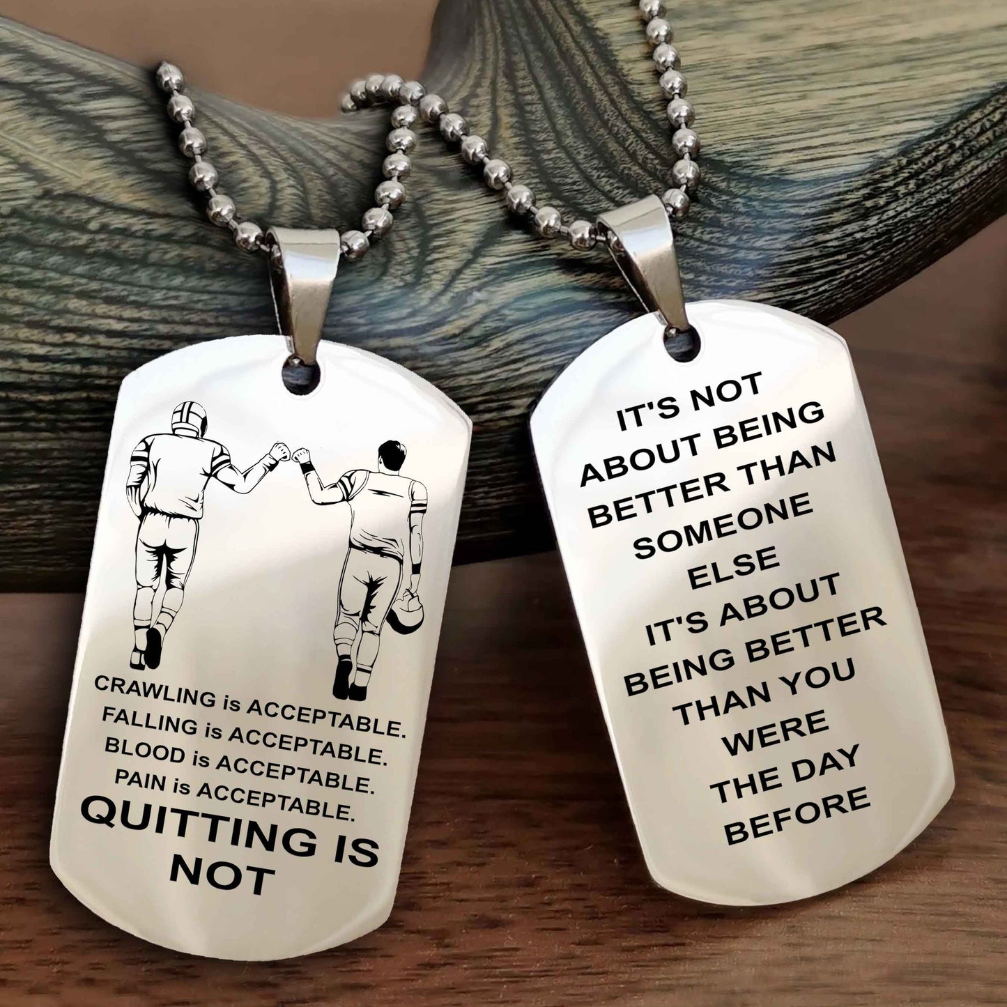 Spartan Double Sided Dog Tag Quiting Is Not It Is About Being Better Than You Were The Day Before