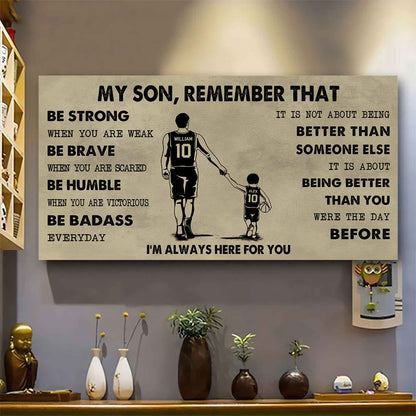 Personalized Sport Poster Canvas - My Son Remember That Be Strong When You Are Weak Be Badass Everyday