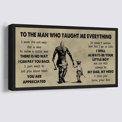 DRB To The Man Who Taught Me Everything - You Will Always Be My Hero Poster Canvas Gift For Father - Photo Upload