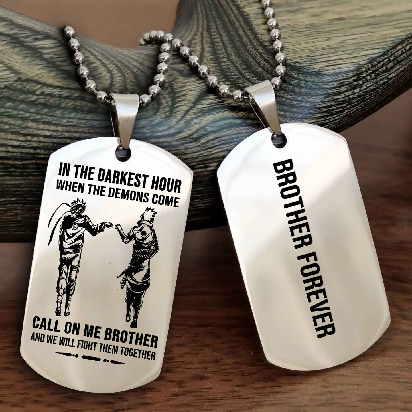 Biker Customizable engraved black dog tag double sided gift from brother, brother forevers