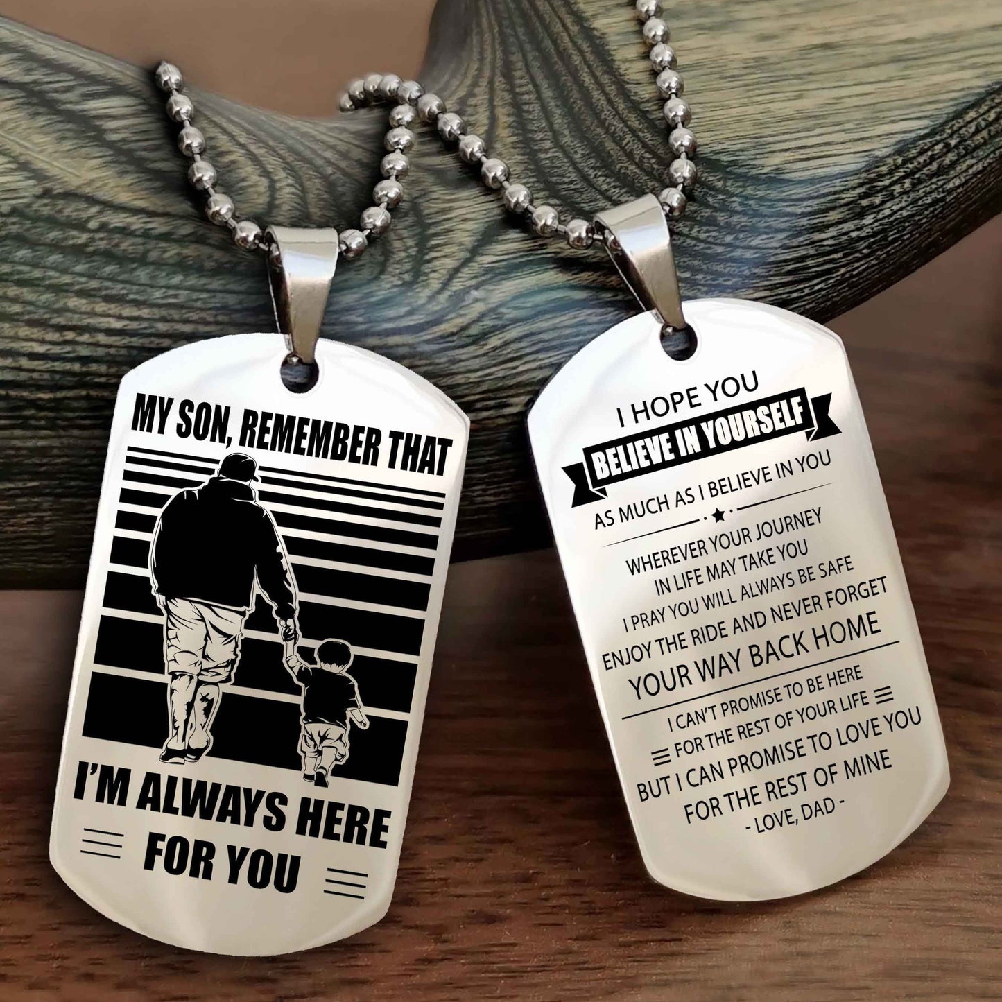DRB Personalized Double Sided Dog Tag My Son Remember That I Will Always Here Never Forget Your Way Back Home
