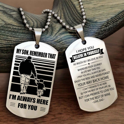 DRB Personalized Double Sided Dog Tag My Son Remember That I Will Always Here Never Forget Your Way Back Home