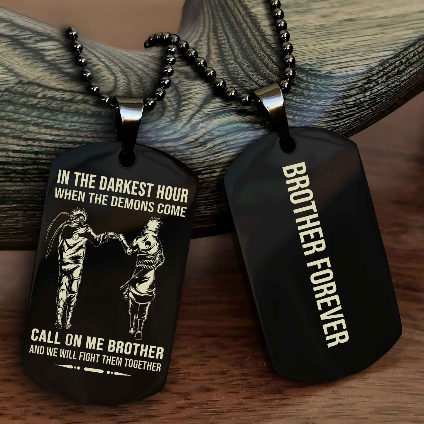 TWD Customizable engraved black dog tag double sided gift from brother, brother forevers