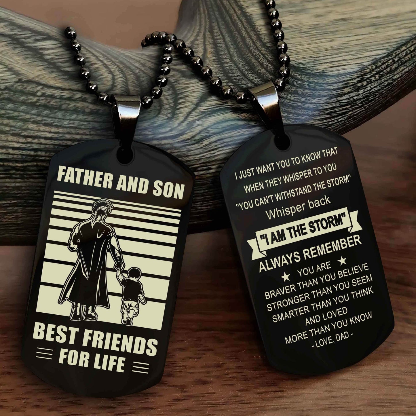 Knight Templar Personalized Double Sided Dog Tag Silver To My Son I Love You - Whisper Back I'm The Storm