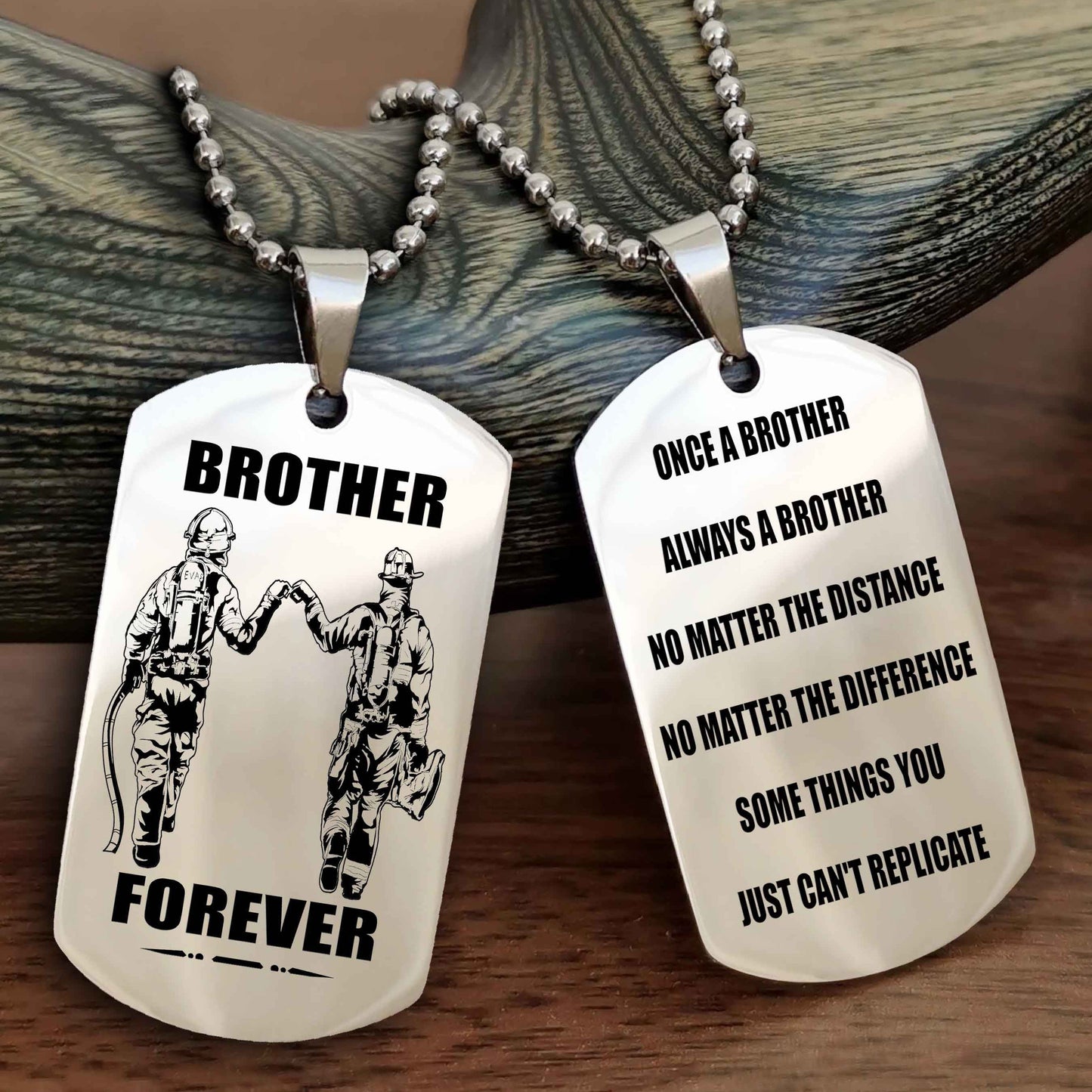 TWD Customizable engraved dog tag double sided gift from brother - Brother Forever Once A Brother Always A Brother