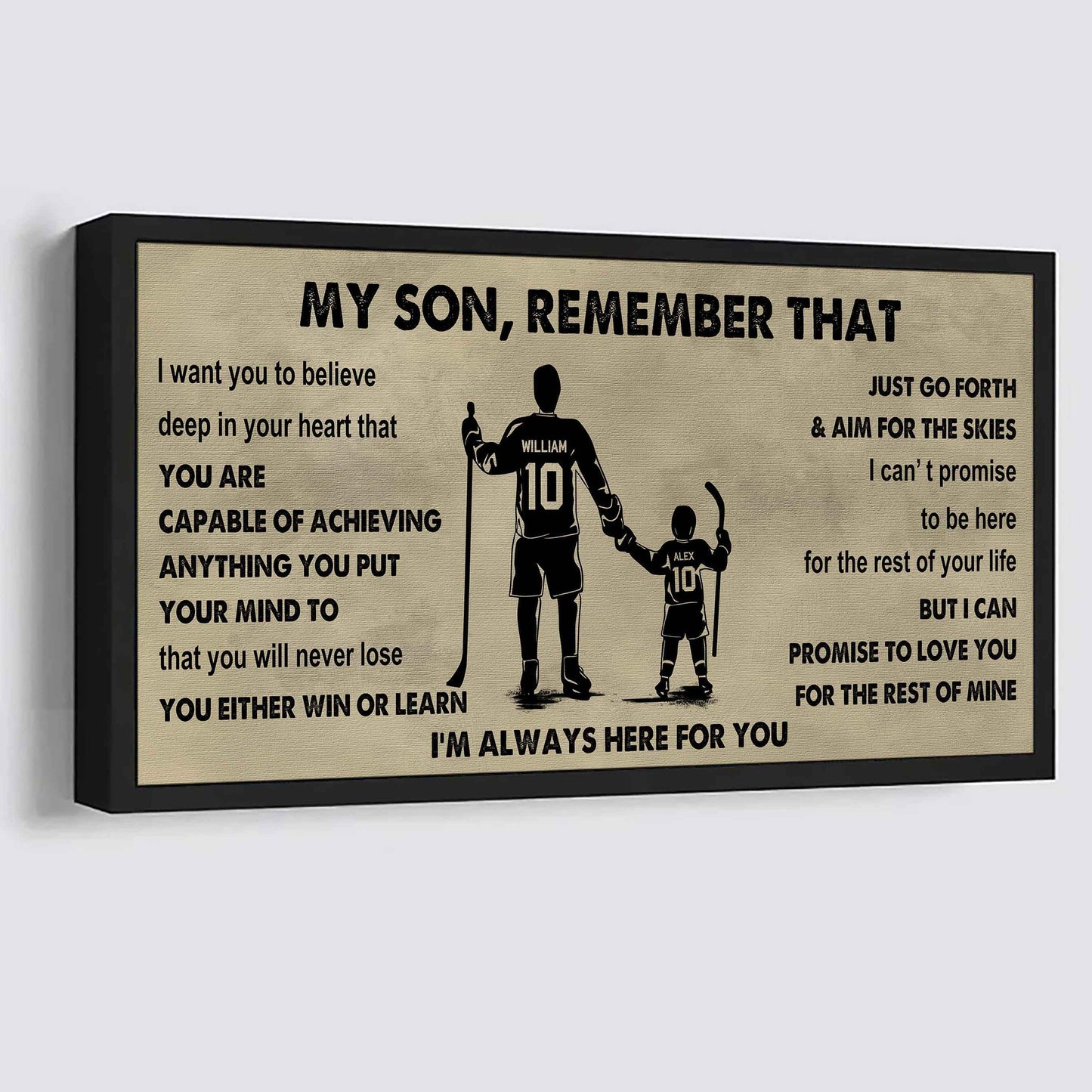 Personalized Sport Poster Canvas -  My Son Remember That You Will Never Lose You Either Win Or Learn