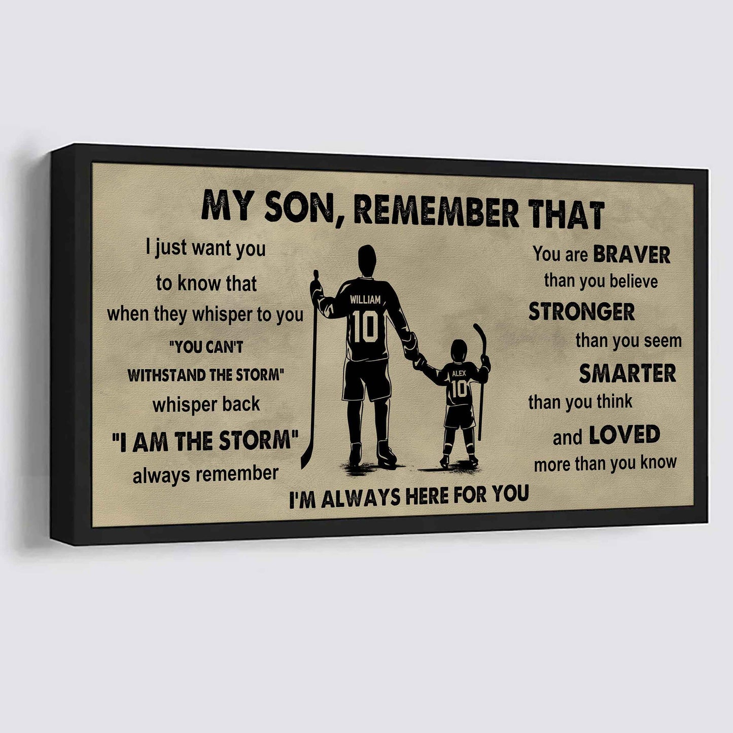Personalized Sport Poster Canvas -  My Son Remember That Whisper Back I Am The Storm