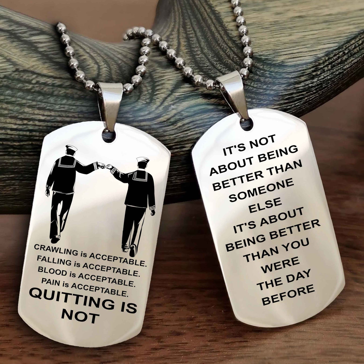 Spartan Double Sided Dog Tag Quiting Is Not It Is About Being Better Than You Were The Day Before