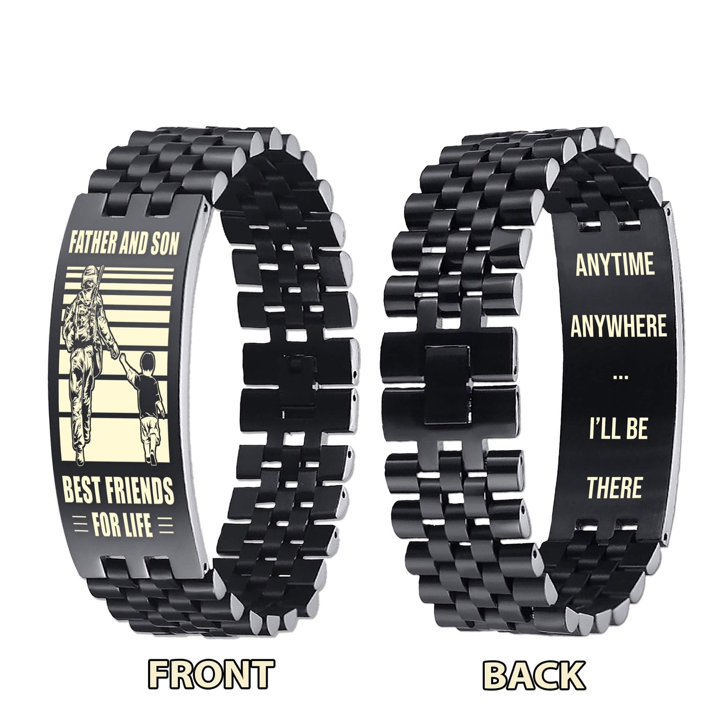 GK NVL Personalized Double Sided Bracelet Father And Son Best Friends For Life - Message on the back side