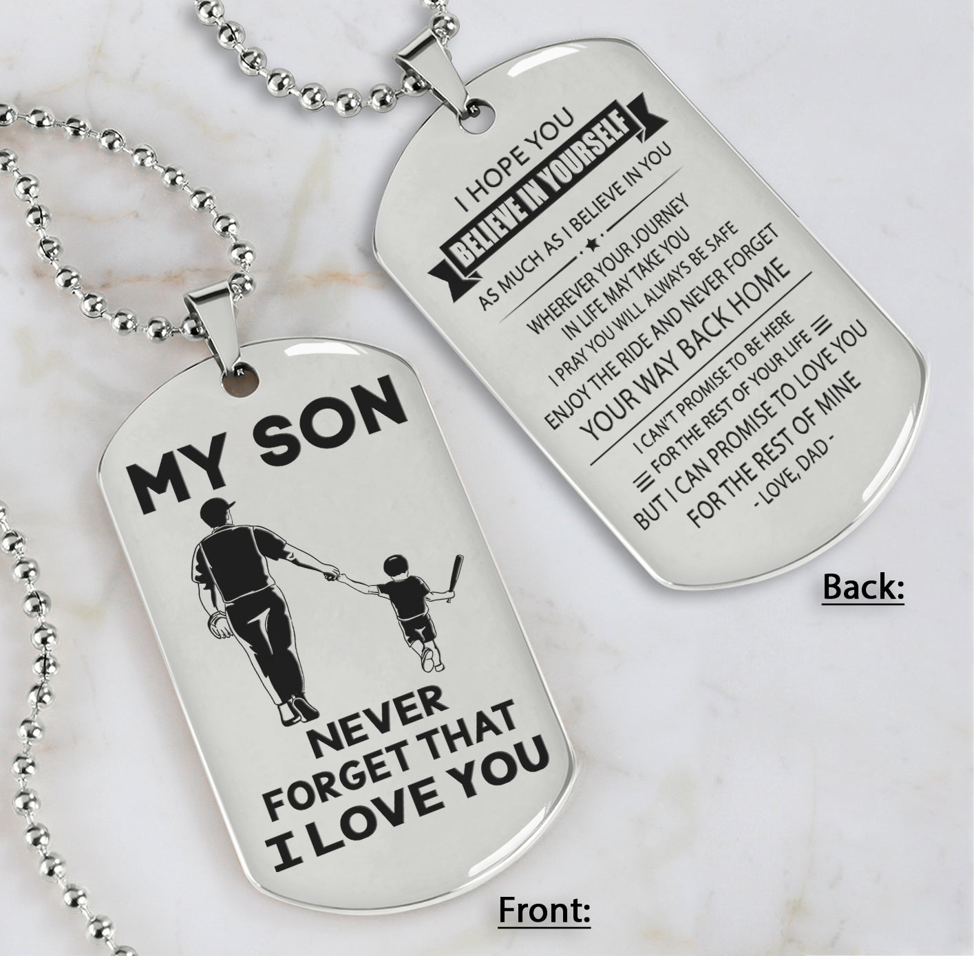 DRB Personalized Double Sided Dog Tag To My Son Never Forget That I Love You - Never Forget Your Way Back Home