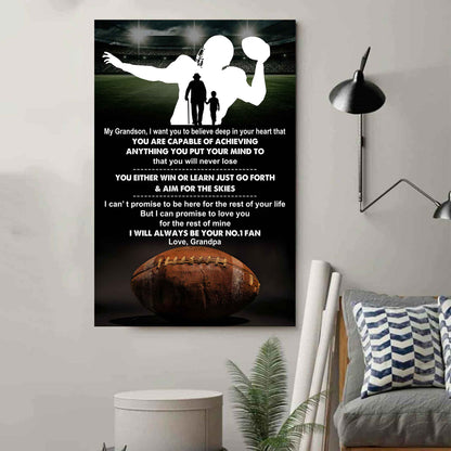 Baseball Poster Canvas Granpa To Grandson - That You Will Never Lose You Either Win Or Learn I Will Always Your No 1 Fan