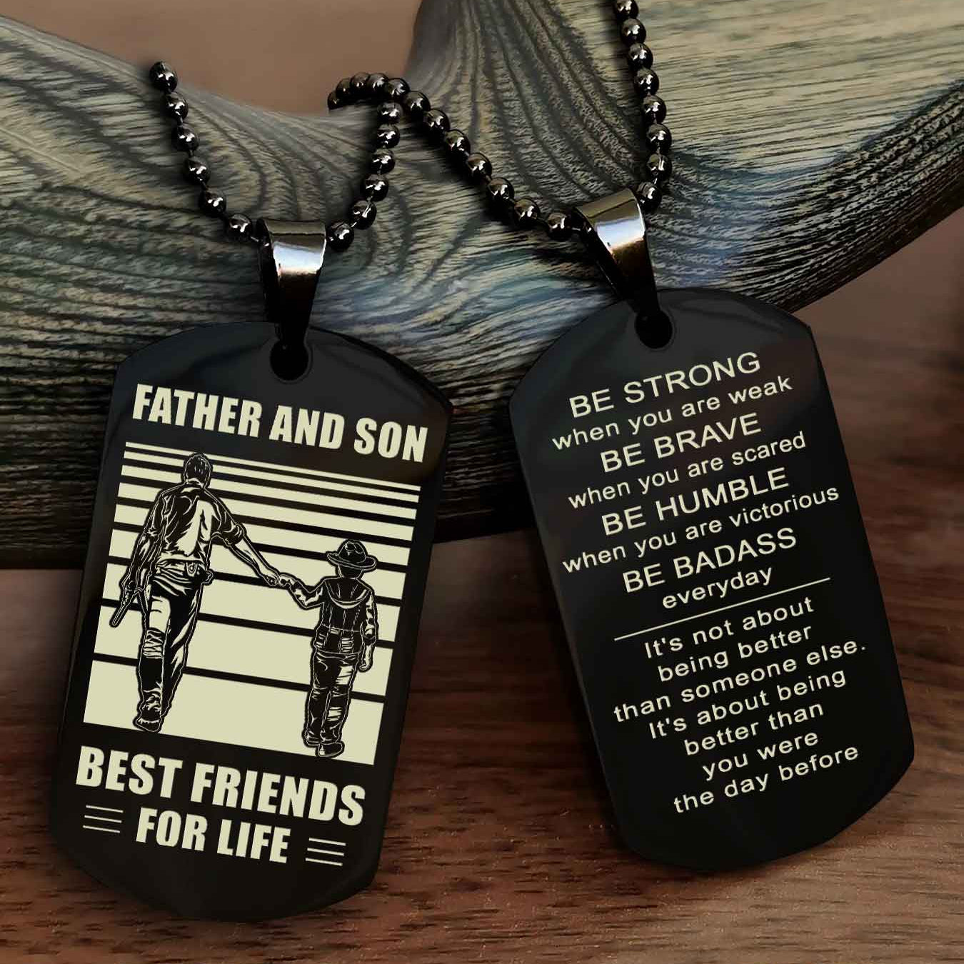 TWD Personalized Double Side Dog Tag From Father To Son With Message On The Back Gift For Your Son