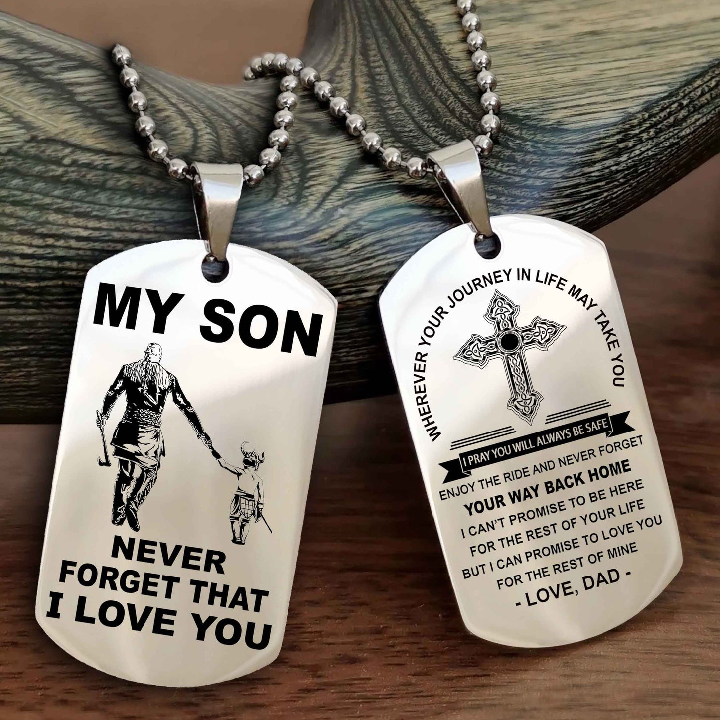 Knight Templar Cross Double Sided Dog Tag To My Son Never Forget That I Love You - Gift For Son Never Forget Your Way Back Home