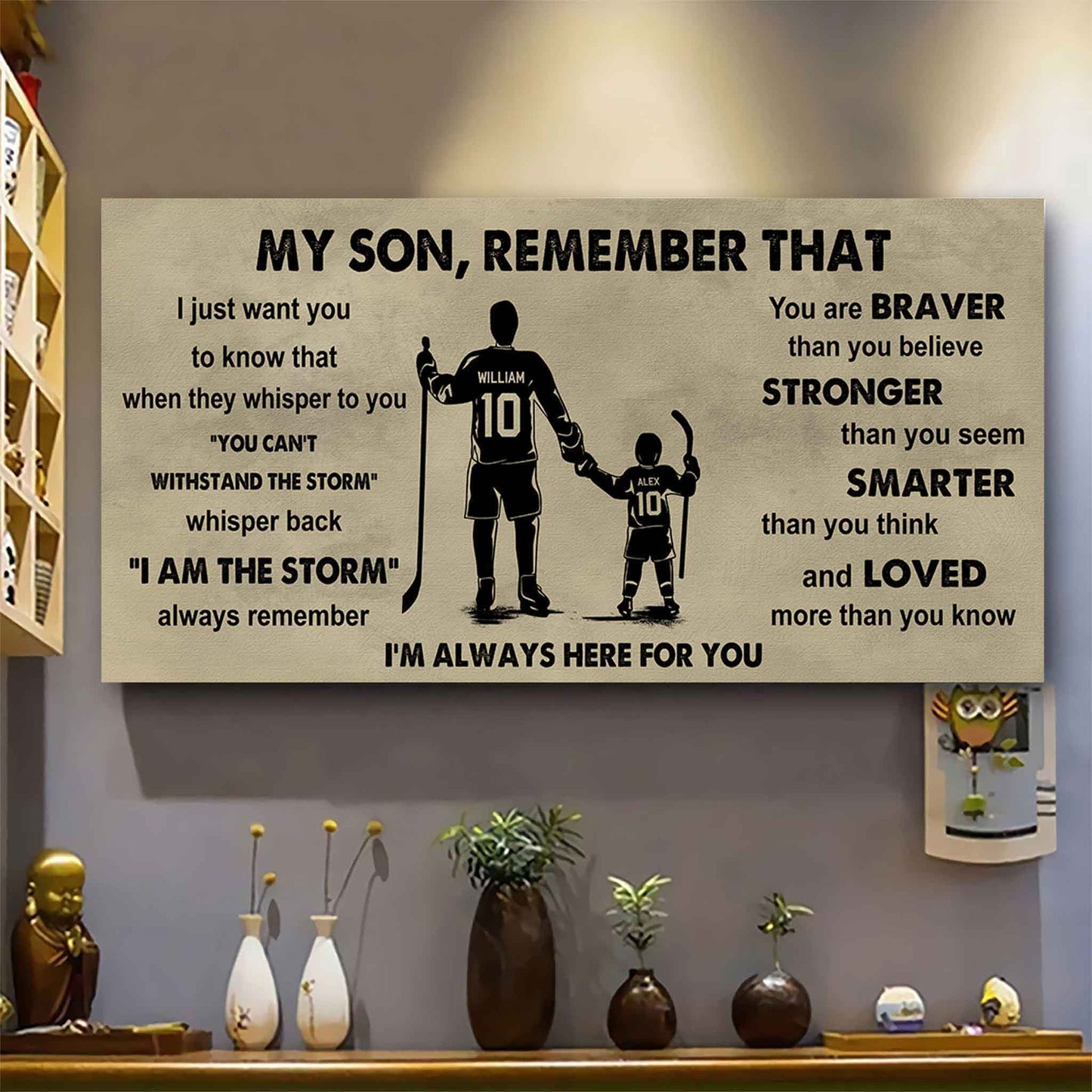 Personalized Sport Poster Canvas -  My Son Remember That Whisper Back I Am The Storm