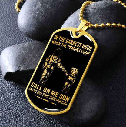 DRB Military Chain Silver Plated 18K Gold Plated Call On Me Son Gift For Your Son