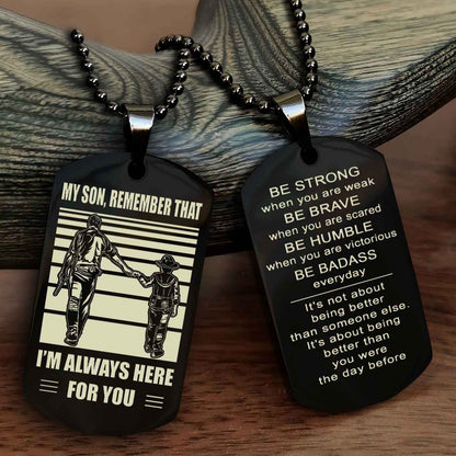 TWD Personalized Double Side Dog Tag From Father To Son With Message On The Back Gift For Your Son