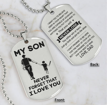 DRB Personalized Double Sided Dog Tag To My Son Never Forget That I Love You - You Will Never Lose You Either Win Or Learn