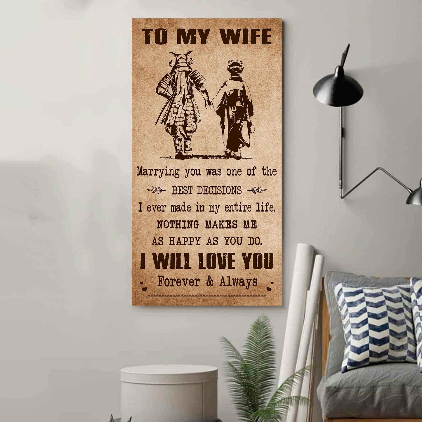 Family Poster Canvas To My Wife Marrying You Was One Of The Best Decisions - I Will Love You Forever And Always Gift For Your Wife