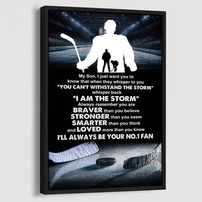 Baseball Poster Canvas Dad To Son - Whisper Back I Am The Storm I Will Always Your No 1 Fan