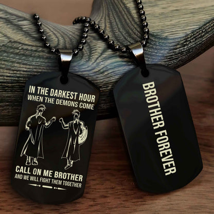 DRB Customizable engraved black dog tag double sided gift from brother, brother forevers