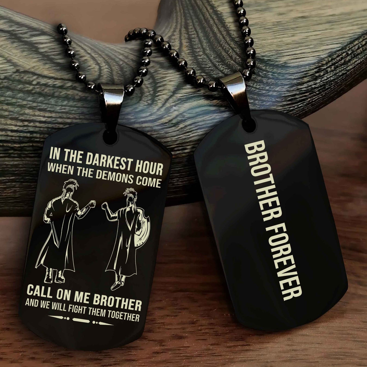 DRB Customizable engraved black dog tag double sided gift from brother, brother forevers