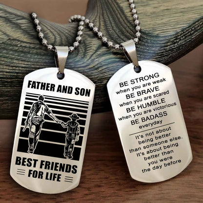 TWD Personalized Double Side Dog Tag From Father To Son With Message On The Back Gift For Your Son