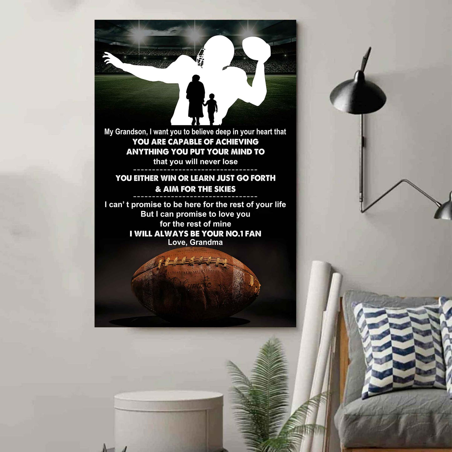 Hockey Poster Canvas Grandma To Grandson - That You Will Never Lose You Either Win Or Learn I Will Always Your No 1 Fan