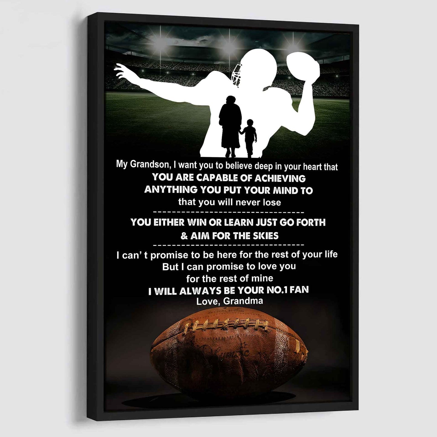Soccer Poster Canvas Grandma To Grandson - That You Will Never Lose You Either Win Or Learn I Will Always Your No 1 Fan