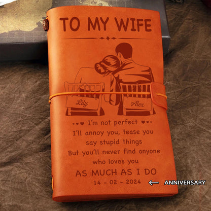 Vintage Journal Husband to Wife I am not perfect - love you as much as I do