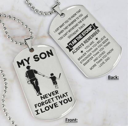 DRB Personalized Double Sided Dog Tag To My Son Never Forget That I Love You - Whisper Back I'm The Storm
