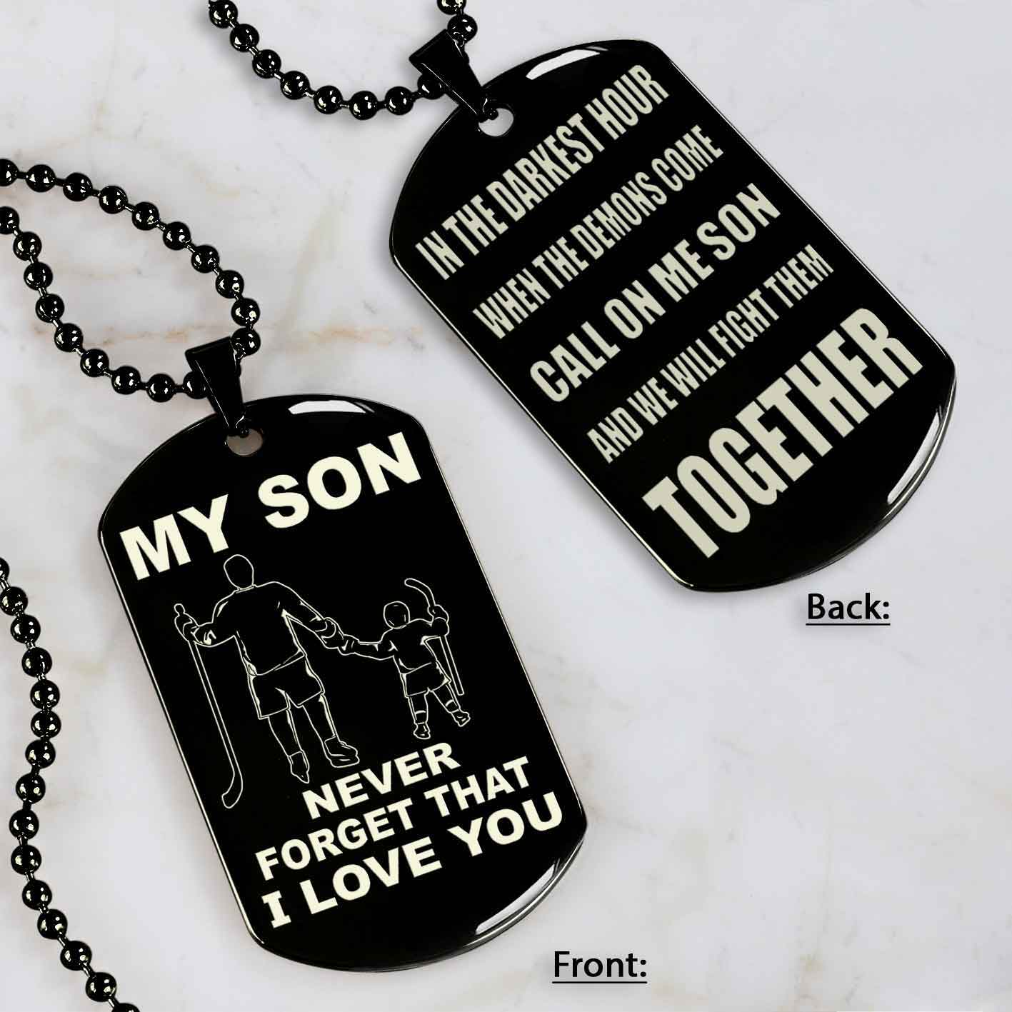 DRB Personalized Double Sided Dog Tag To My Son Never Forget That I Love You - Call On Me Son