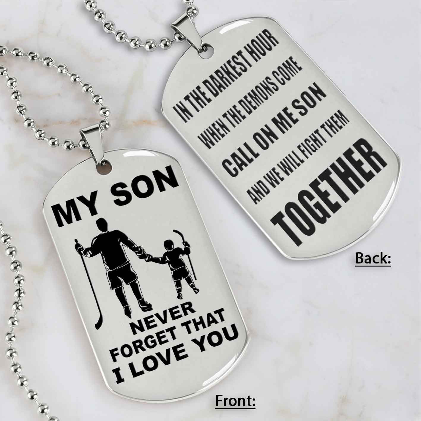 DRB Personalized Double Sided Dog Tag To My Son Never Forget That I Love You - Call On Me Son