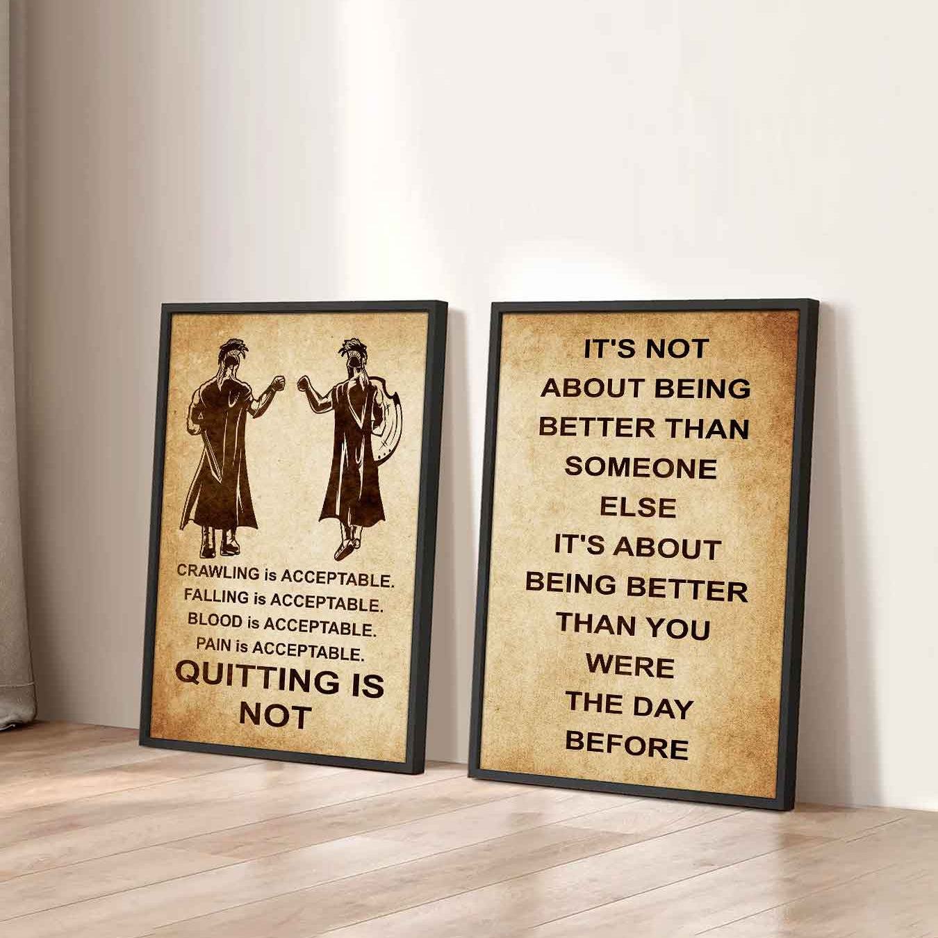 Combo 2 DRB Poster Canvas Quitting Is Not - It's Not About Being Better Than Someone Else It's About Being Better Than You Were The Day Before