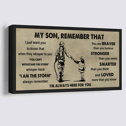 Personalized Sport Poster Canvas -  My Son Remember That Whisper Back I Am The Storm
