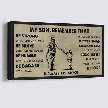 Personalized DRB Poster Canvas - My Son Remember That Be Strong When You Are Weak Be Badass Everyday
