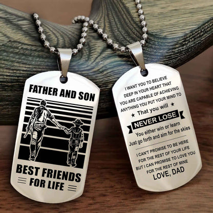 TWD Personalized Double Side Dog Tag From Father To Son With Message On The Back Gift For Your Son