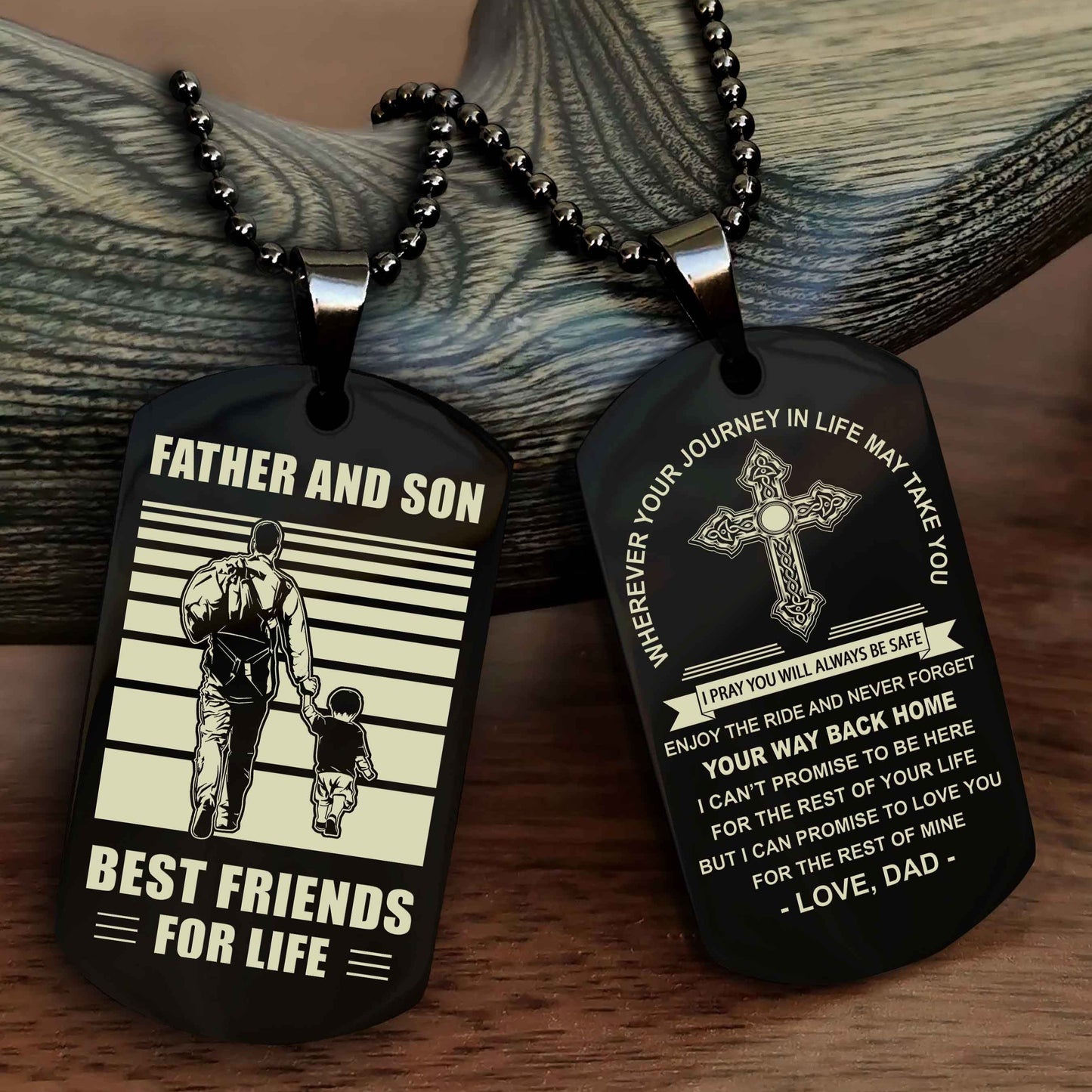 Knight Templar Cross Double Sided Dog Tag Father And Son Best Friend For Life - Gift For Son Never Forget Your Way Back Home