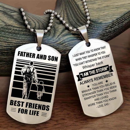 Cowboy Personalized Double Sided Dog Tag To My Son I Love You - Whisper Back I'm The Storm